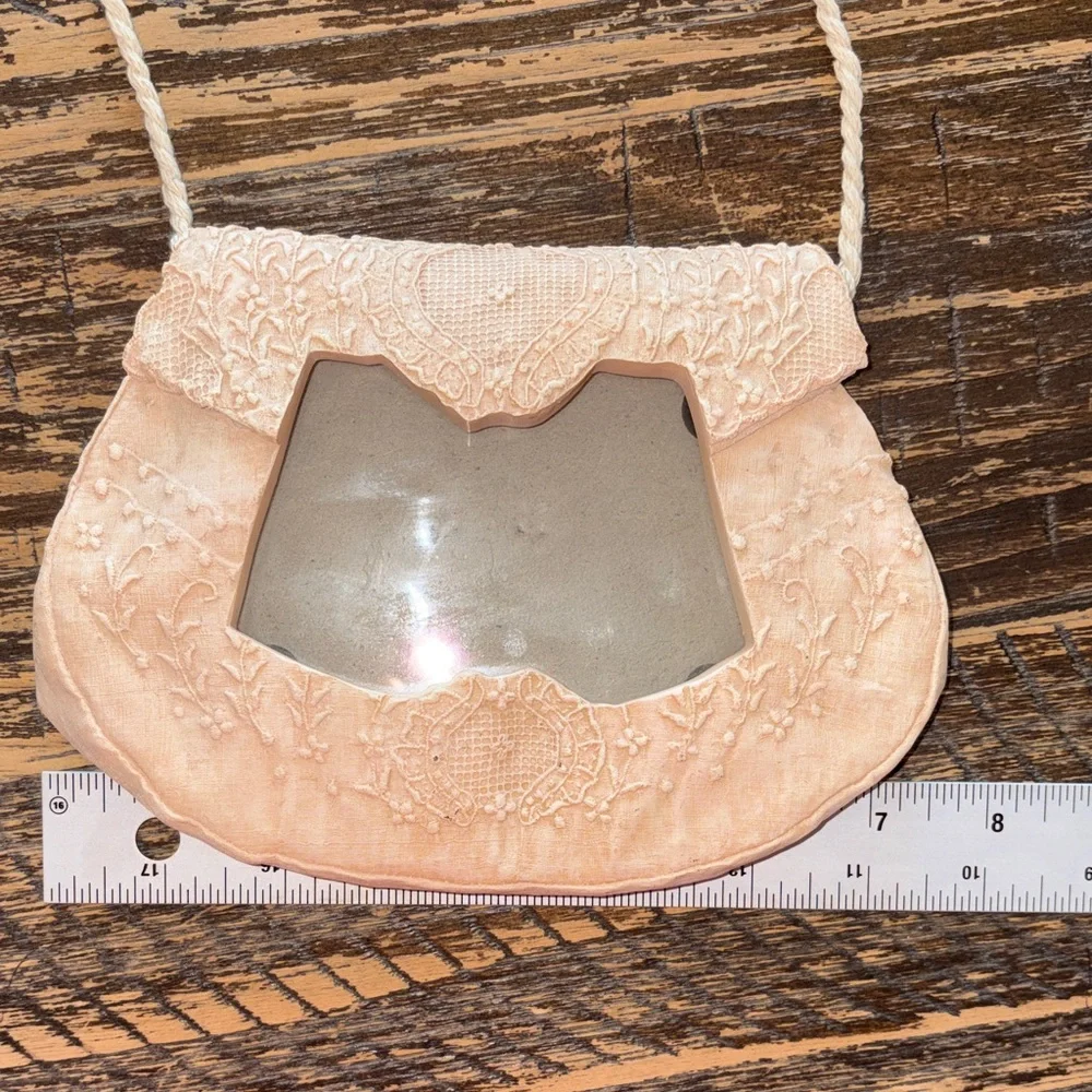 Purse Shaped Hanging Picture Frame Blush Floral Cottagecore Shabby Chic Decor